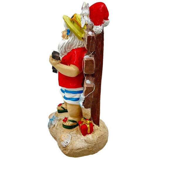 Santa at the Beach Light Up Christmas Decoration Shorts Flip Flops Accessories - Picture 12 of 16